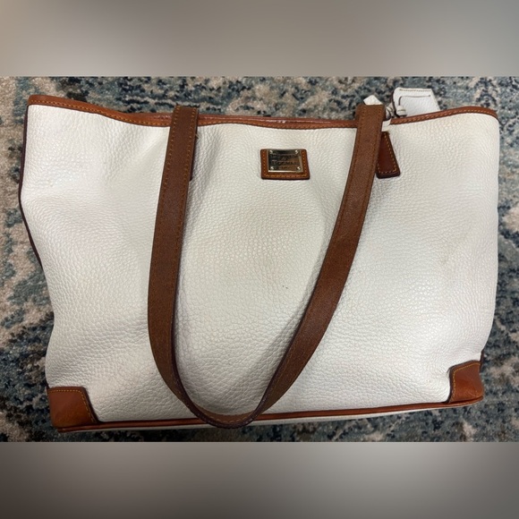 Dooney & Bourke | Bags | Dooney Bourke White And Brown Leather Tote Bag